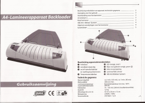 Handleiding Quigg A4 Backloader Lamineermachine