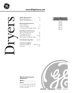 Handleiding GE DVL223EA1WW Wasdroger