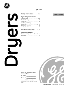 Manual de uso GE DHDSR46GE1WW Secadora