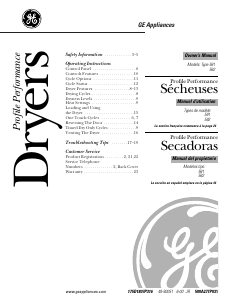 Manual de uso GE DPSE592EA2WW Secadora