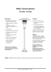 Bruksanvisning Milton PH-1700 Terrassvärmare