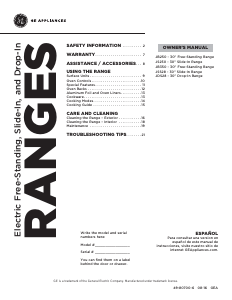 Manual GE JB250RK3SS Range