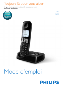 Mode d’emploi Philips D2302W Téléphone sans fil