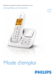 Mode d’emploi Philips CD2952WB Téléphone sans fil