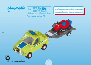 Handleiding Playmobil set 6111 Cityservice Voertuig groenbeheer met grasmaaier