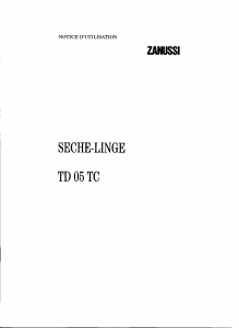 Mode d’emploi Zanussi TD 05 TC Sèche-linge