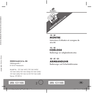 Mode d’emploi Auriol IAN 101166 Montre