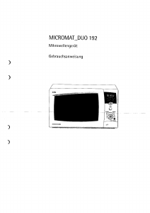 Bedienungsanleitung AEG Micromat Duo 192 Mikrowelle