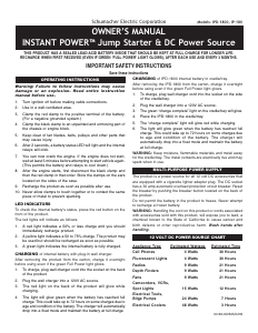 Bruksanvisning Schumacher IPD-1800 Instant Power Hjälpstart