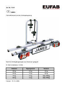 Bedienungsanleitung EUFAB James Fahrradträger