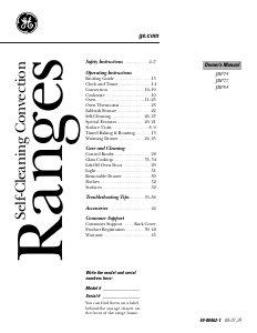 Manual GE JBP84WK1WW Range