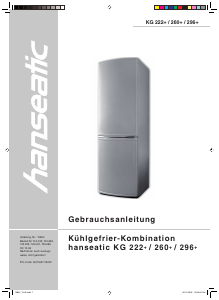 Bedienungsanleitung Hanseatic KG 296+ Kühl-gefrierkombination