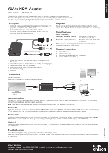 Bruksanvisning Clas Ohlson VE704 HDMI-adapter