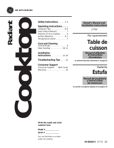 Mode d’emploi GE JP256BM2BB Table de cuisson