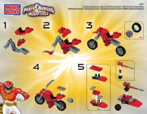 Manual de uso Mega Bloks set 5821 Power Rangers Auto de carreras hero ranger rojo