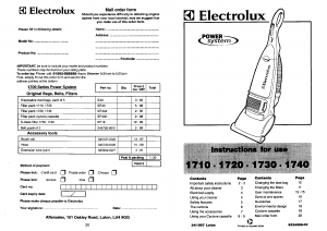 Manual Electrolux Z1720 Vacuum Cleaner