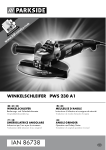 Manuale Parkside IAN 86738 Smerigliatrice angolare