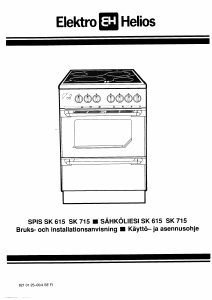 Bruksanvisning ElektroHelios SK615 Spis