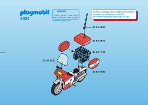 Manuale Playmobil set 3924 Rescue Motocicletta di emergenza