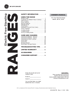 Manual GE JS760EL3ES Range