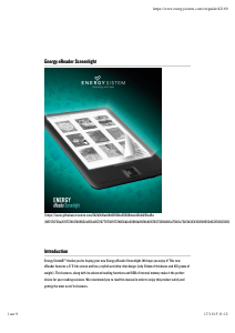 Handleiding Energy Sistem Screenlight E-reader