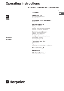 Handleiding Hotpoint RF175MP Koel-vries combinatie