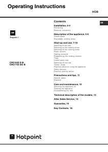 Handleiding Hotpoint CRO 742 DO B Kookplaat