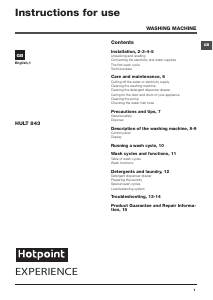 Handleiding Hotpoint HULT 843P UK.M Wasmachine