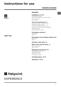 Handleiding Hotpoint HULT 923P UK Wasmachine