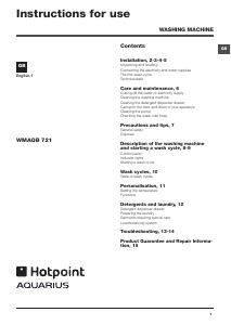 Handleiding Hotpoint WMAQB 721P UK.M Wasmachine