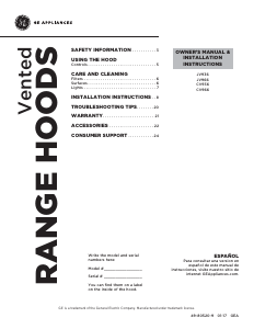 Manual GE JV936D1SS Cooker Hood
