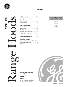 Manual GE JV965D1WW Cooker Hood