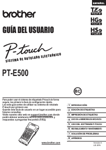 Manual de uso Brother PT-E500 Rotuladora