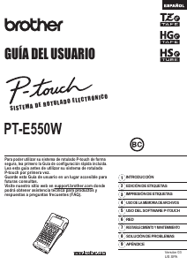 Manual de uso Brother PT-E550W Rotuladora