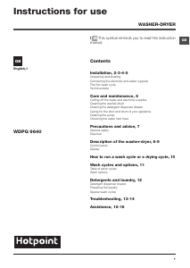 Manual Hotpoint WDPG 9640K UK Washer-Dryer