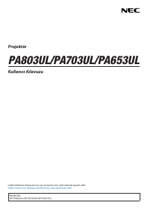 Kullanım kılavuzu NEC PA803UL Projektör