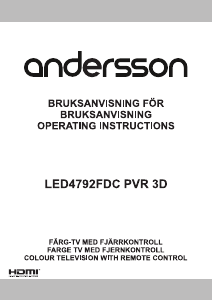 Bruksanvisning Andersson LED4792FDC PVR 3D LED TV