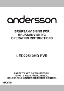 Bruksanvisning Andersson LED22510HD PVR LED TV