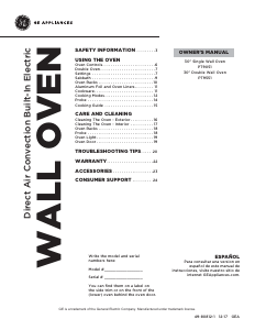 Manual de uso GE PT9051SL2SS Horno