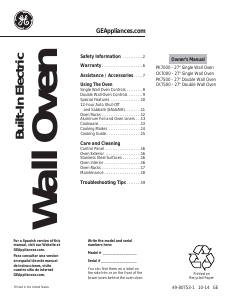 Manual de uso GE PK7000DF2WW Horno