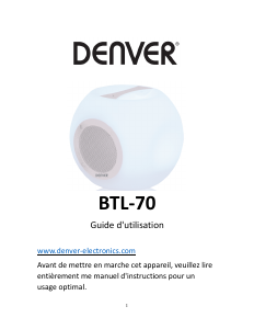 Mode d’emploi Denver BTL-70 Haut-parleur