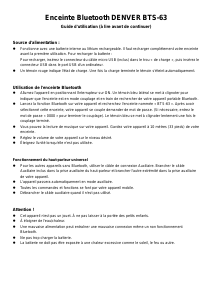 Mode d’emploi Denver BTS-63C Haut-parleur