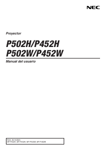 Manual de uso NEC P452W Proyector