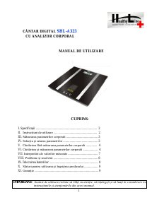 Manual HealthyLine SHL-A323 Cântar
