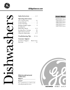 Manual GE EDW3000G00BB Dishwasher