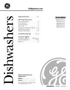 Manual GE EDW1500G00WW Dishwasher