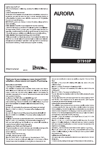 Bruksanvisning Aurora DT910P Räknemaskin