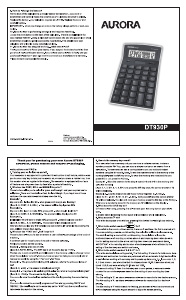 Bruksanvisning Aurora DT930P Räknemaskin