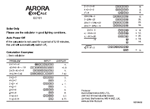 Handleiding Aurora EC101 Rekenmachine