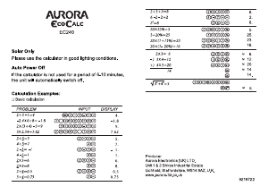 Handleiding Aurora EC240 Rekenmachine